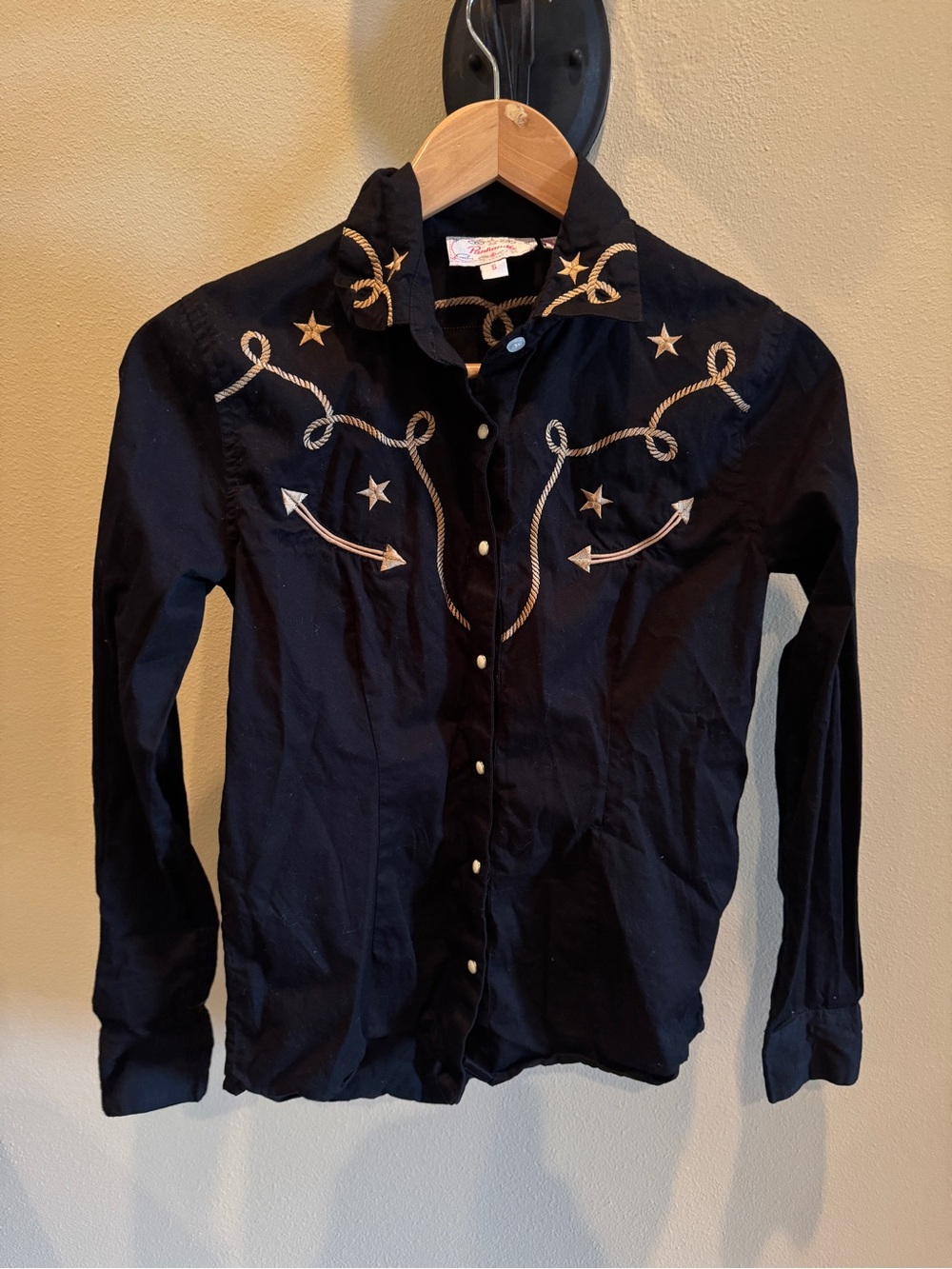 PANHANDLE WOMEN'S RETRO GRAPHIC LONG SLEEVE WESTERN PEARL SNAP SHIRT small